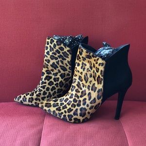 Leopard Zara Booties Faux Calf hair Suede Sz 40